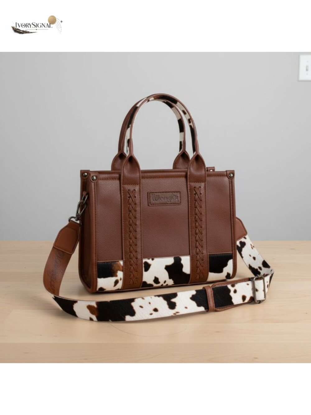 Wrangler Cow Print Tote Bag Women Western Boho Top Handle Satchel Purse